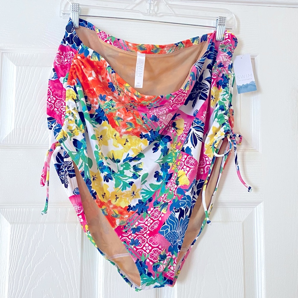 NWT Cacique Size 24 Patchwork Swim Bottoms